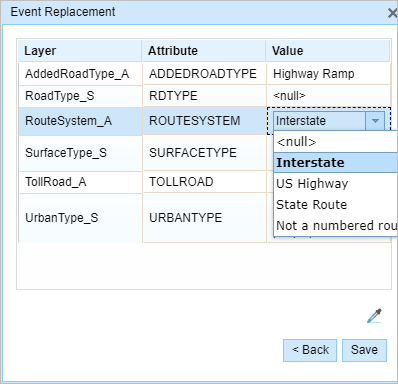 Event Replacement attributes