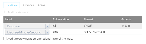 Draw Locations configuration